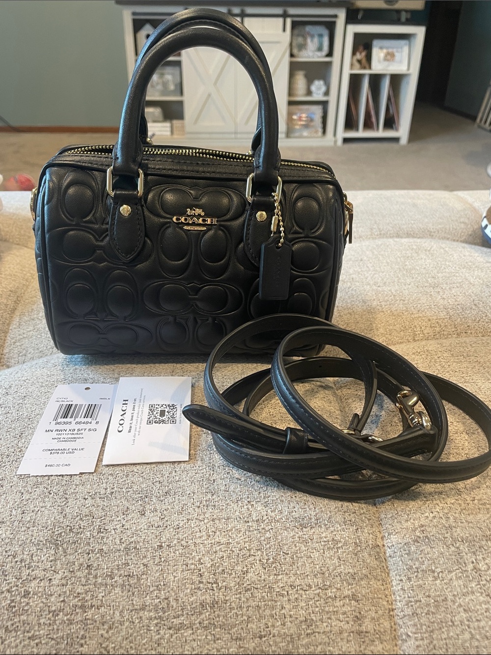 Coach Mini Rowan Signature Print - Black